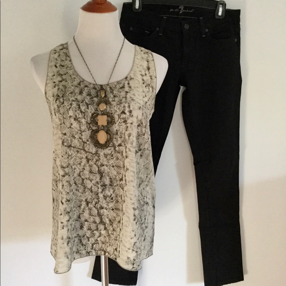 Snake Print Tank Top in Gray and White